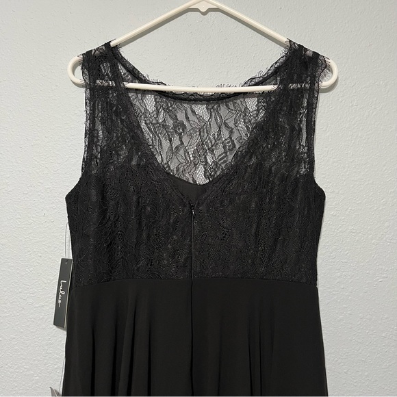 Lulu’s NWT Divine Evening Black Lace & Chiffon Maxi Dress Evening Gown M - Picture 5 of 6